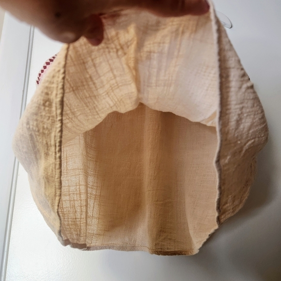 MACA EMBROIDERED MULTICOLORED GAUGE CREAM TOP M - Picture 10 of 16